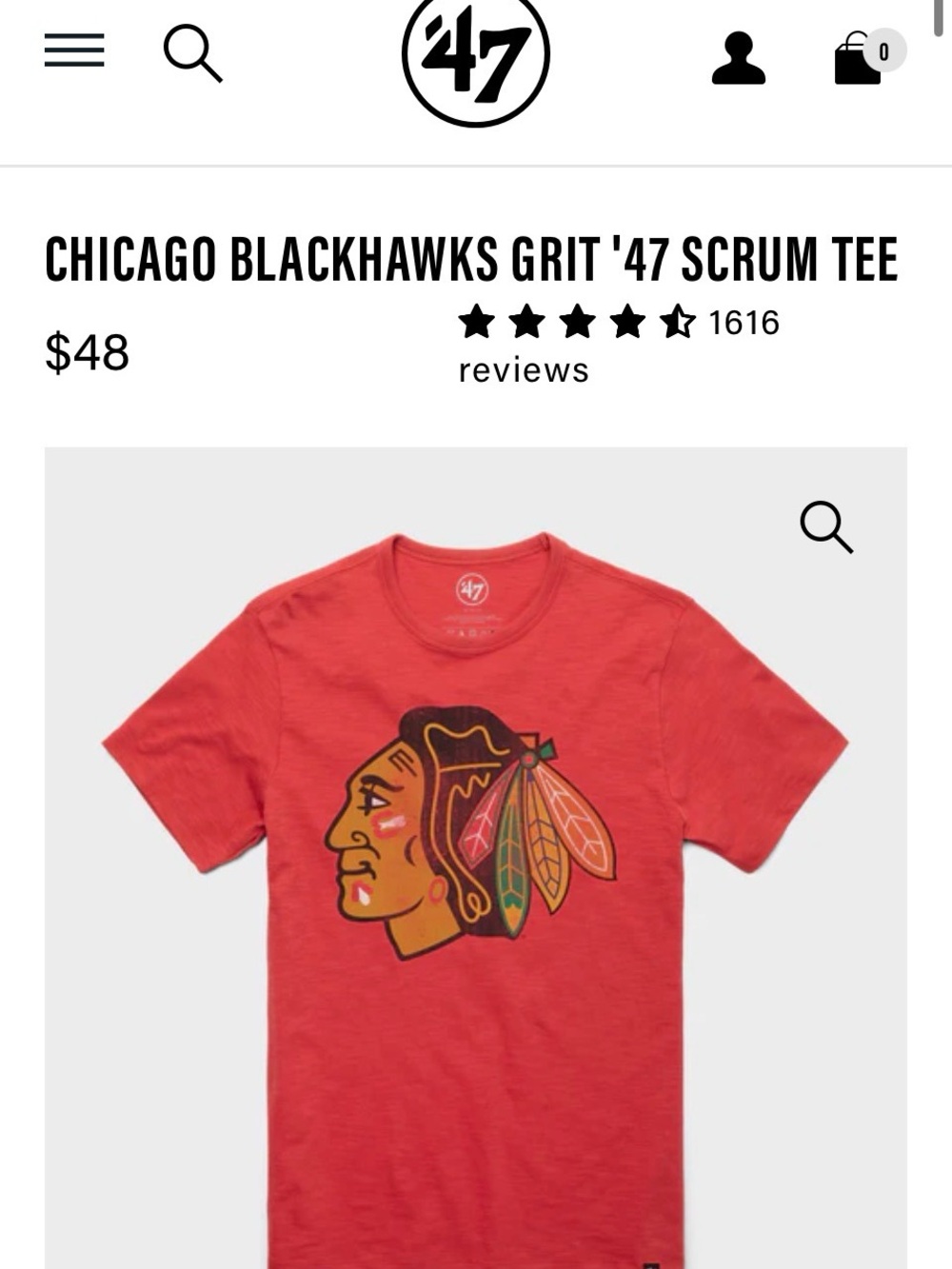 '47 Chicago Blackhawks Red Logo Short Sleeve Tee